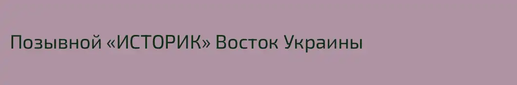Позывной «ИСТОРИК» Восток Украины